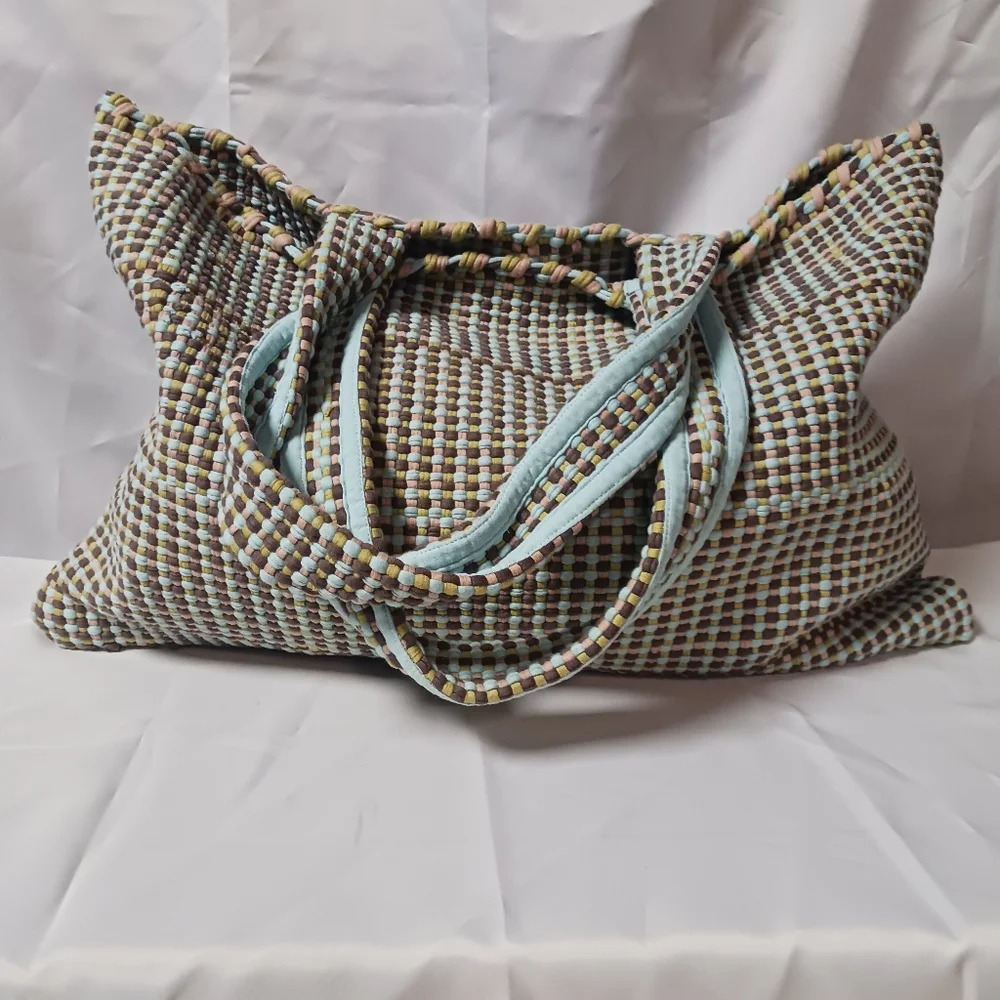 Zara Checkered Shoulder Bag - Blue and Tan - Picture 3 of 7